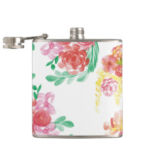Aqua flowers hip flask