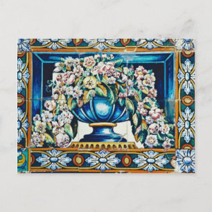 Aqua Flowers in vase, Plaza de Espana, Seville, Sp Postcard