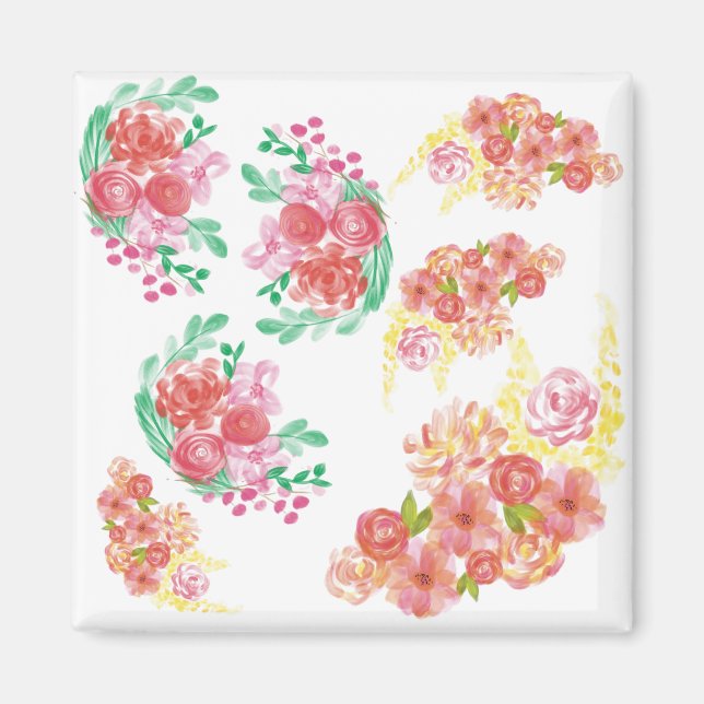 Aqua flowers magnet (Front)