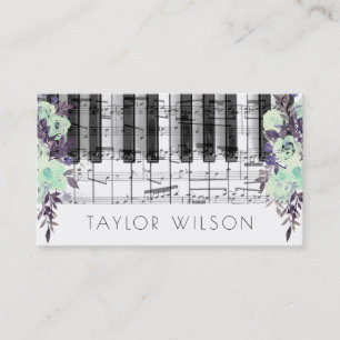 aqua flowers music teacher business card