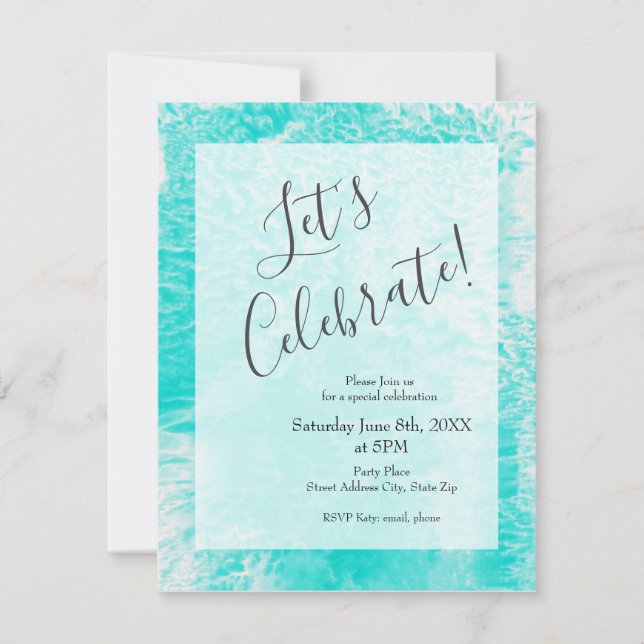 'Aqua Foam' Abstract Invitation (Front)