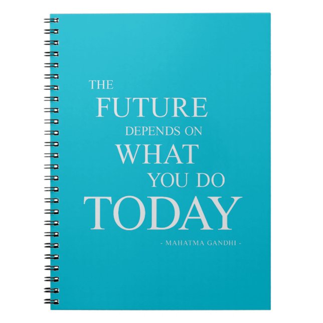 Aqua Future Inspirational Motivational Quote Note Notebook (Front)