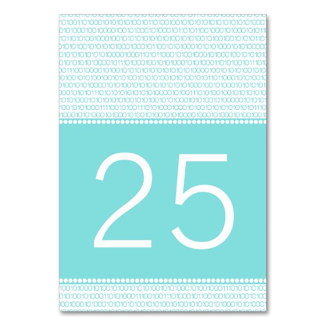 Aqua Geek Chic Binary Code Table Card (Front)