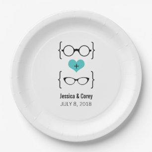 Aqua Geeky Glasses Paper Plates