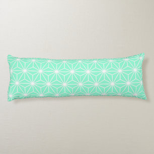 Aqua Geometric Art Deco Style Triangles Pattern Body Pillow