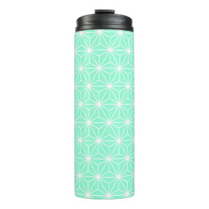 Aqua Geometric Art Deco Style Triangles Pattern Thermal Tumbler