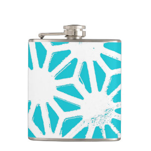Aqua geometric pattern hip flask