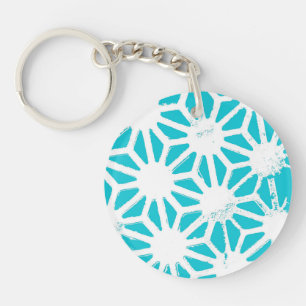 Aqua geometric pattern keychain