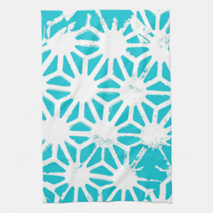 Aqua geometric pattern kitchen towel