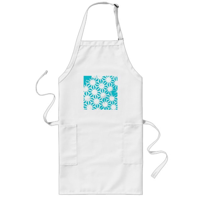 Aqua geometric pattern long apron (Front)