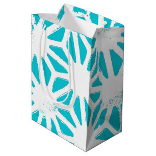 Aqua geometric pattern medium gift bag