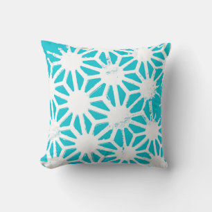 Aqua geometric pattern throw pillow