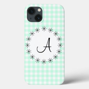 Aqua Gingham Check 'Monogram' iPad Mini case