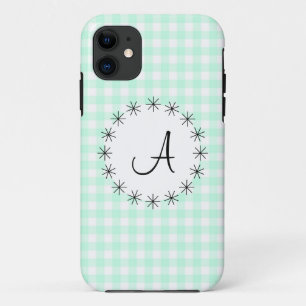 Aqua Gingham Check 'Monogram' iPhone 5 case