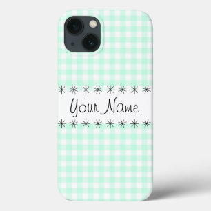 Aqua Gingham Check 'Name' iPad case