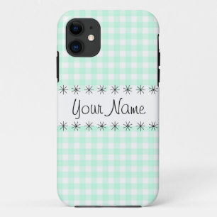 Aqua Gingham Check 'Name' iPhone 5 case