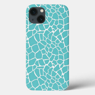 Aqua Giraffe Print iPhone 13 Case