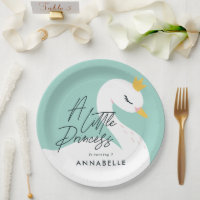 Aqua girly elegant photo beautiful swan party napk