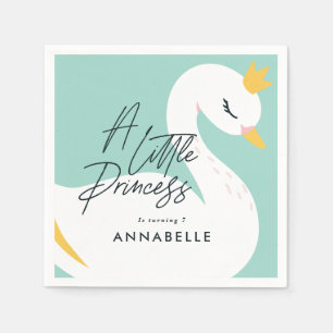 Aqua girly elegant photo beautiful swan party napkin
