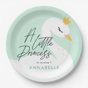 Aqua girly elegant photo beautiful swan party  paper plate