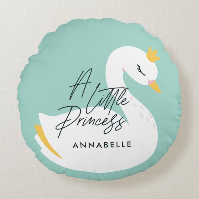 Aqua girly elegant photo beautiful swan round pillow (Front)