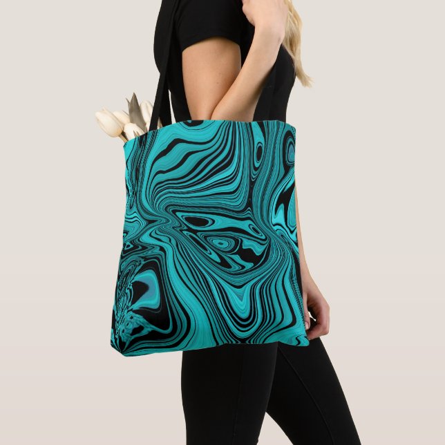 Aqua Glass Retro Tote Bag (Close Up)