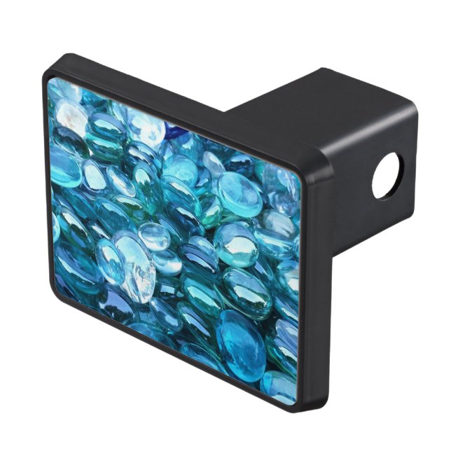 Aqua Glass Stones Trailer Hitch Cover (Top Right)