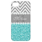 AQUA GLITTER, GRAY CHEVRON, MONOGRAMMED