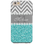 AQUA GLITTER, GRAY CHEVRON, MONOGRAMMED