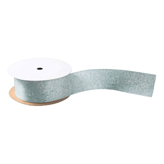 Aqua Glitter Ombre Christmas Satin Ribbon (Spool)
