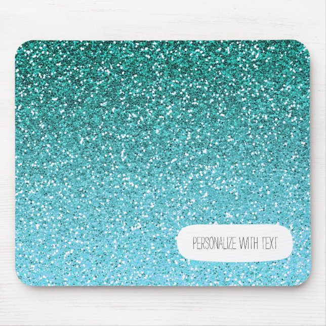 Aqua Glitter Ombre Mouse Pad (Front)