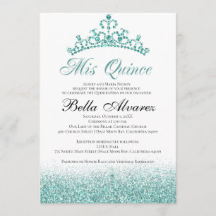 Aqua Glitter Quinceañera Invitation Mis Quince