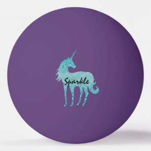 Aqua Glitter Unicorn personalized Ping Pong Ball