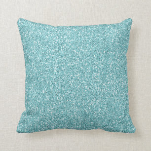 Aqua Glitz Glitter         Throw Pillow