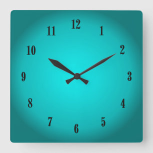 Aqua Glow Square Wall Clock