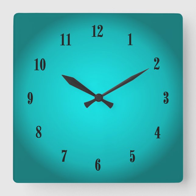 Aqua Glow Square Wall Clock (Front)