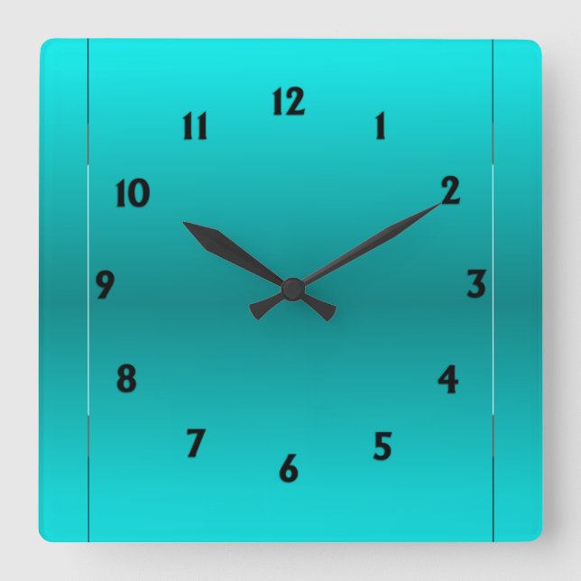 Aqua Glow Square Wall Clock (Front)