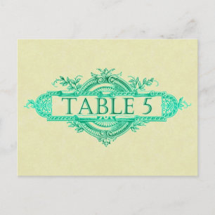 Aqua Glow Vintage Mariage Numéros de table de réce