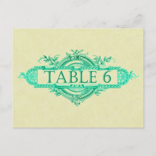 Aqua Glow Vintage Wedding Reception Table Numbers Postcard