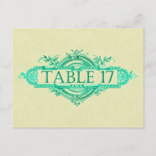 Aqua Glow Vintage Wedding Reception Table Numbers Postcard