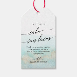 Aqua Gold Beach Welcome to Cabo San Lucas Wedding Gift Tags