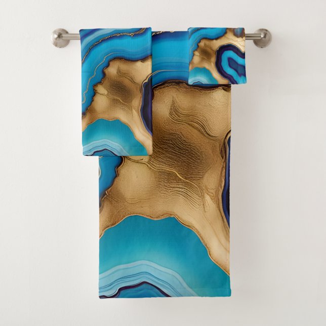 Aqua Gold Blue Purple Veins Agate (En situation)
