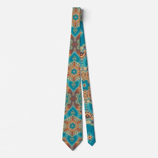 Aqua Gold Bohemian Eastern Fusion Tie (Front)