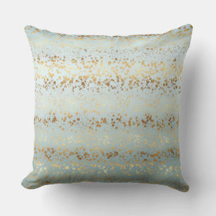 Aqua Gold Confetti Ombre Throw Pillow