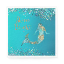 Aqua Gold Glitter Sparkle Mermaid