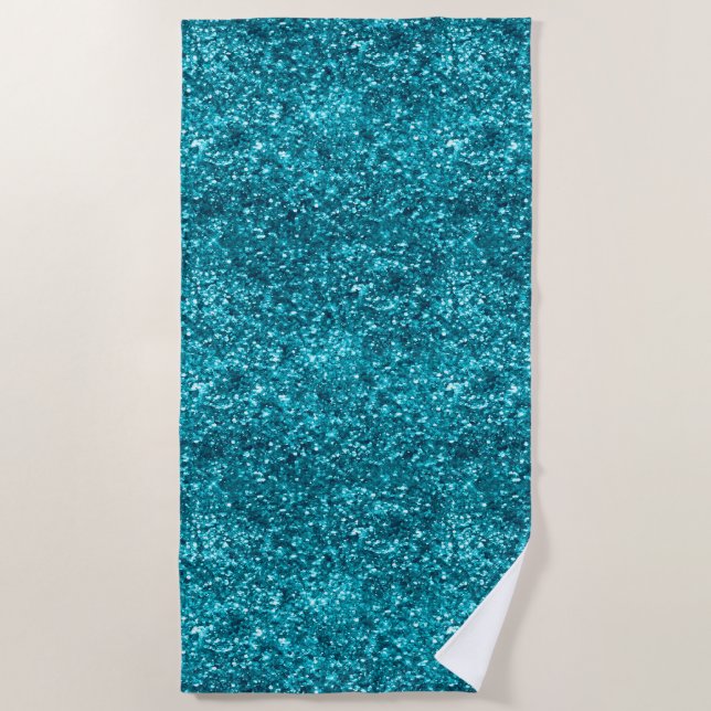 Aqua Gold Glitzy Glitter (Mermaid inspired)        Beach Towel (Front)