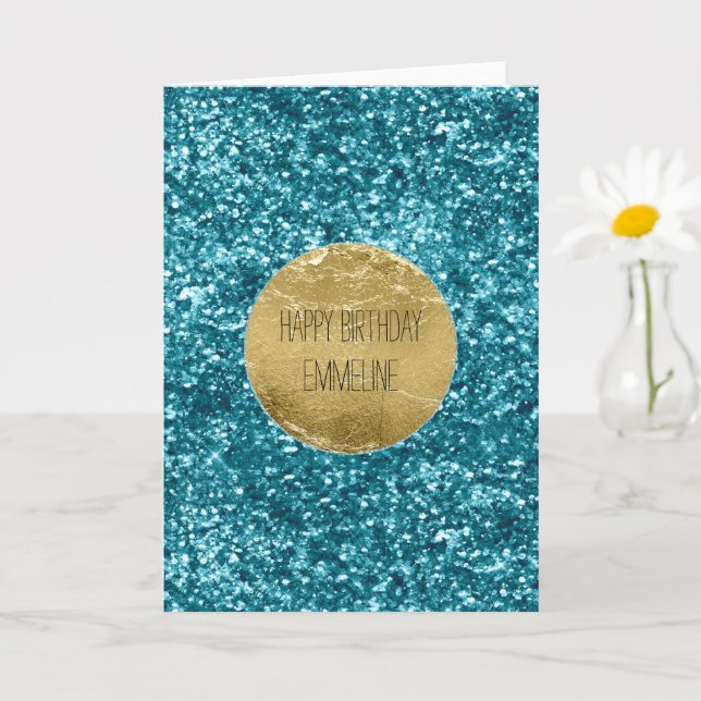 Aqua Gold Glitzy Glitter (Mermaid inspired)       Card (Small Plant)