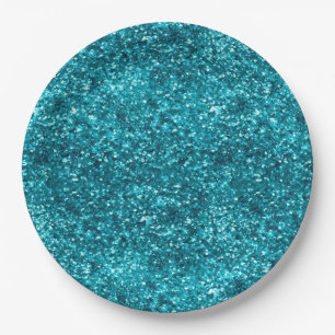 Aqua Gold Glitzy Glitter (Mermaid inspired) Paper Plate