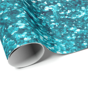 Aqua Gold Glitzy Glitter (Mermaid inspired)  Wrapping Paper