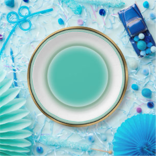 Aqua & Gold Illusion (10 inch Rnd Plate) Paper Plate